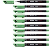 STABILO OHPen - Marqueur permanent - Lot x 10 marqueurs - Vert (encre permanente/pointe superfine 0,4mm)