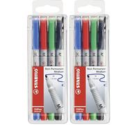 STABILO OHPen - Marqueur - Pochette x 4 stylos marqueurs (encre non-permanente/pointe médium 1 mm) (Lot de 2)
