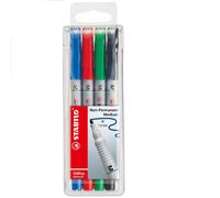STABILO OHPen universal Pochette de 4 feutres effaçables pointe moyenne - Noir + bleu + rouge + vert
