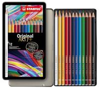 STABILO Original - Crayon de couleur - Boite métal x 12 crayons dessin à mine fine- Gamme ARTY+