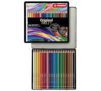 STABILO Original - Crayon de couleur - Boite métal x 24 crayons dessin à mine fine- Gamme ARTY+