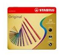 STABILO - Original crayxon de couleur mine fine, étui en métalde 24 pièces, hexagonal, laqué en couleur, longueur: 175 mm épaisseur de la mine: 2,5 mm (8774-6) co