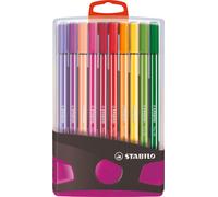 STABILO Pen 68 20er ColorParade anthracite/rose avec languette de suspension