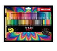 STABILO Pen 68 ARTY Pochette cartonnée de 65 couleurs - Arts et loisirs créatifs