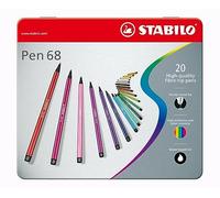 STABILO Pen 68 Boîte de 20 feutres de qualité supérieure Couleurs assorties