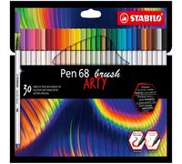 STABILO Feutres pinceau Pen 68 Brush Arty – Lot de 3 – Multicolore Enfants