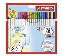 STABILO Feutre pinceau Pen 68 Brush – Étui carton 24 pièces – Multicolore