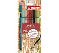 STABILO Pen 68 - Feutre dessin - Etui carton x 10 feutres de coloriage pointe moyenne - Coloris Nature - Edition NatureCOLORS