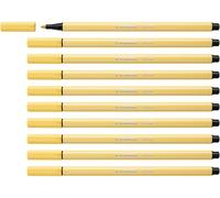 STABILO Pen 68 - Feutre dessin - Lot x 10 feutres de coloriage pointe moyenne - Jaune clair