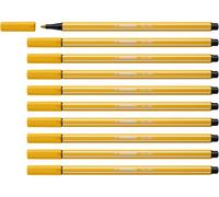 STABILO Feutres de dessin Pen 68 – Lot de 10 – Pointe moyenne – Jaune curry