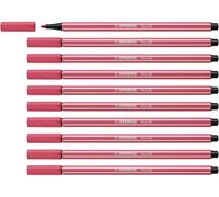 STABILO Pen 68 - Feutre dessin - Lot x 10 feutres de coloriage pointe moyenne - Rouge grenadine