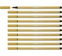 STABILO Pen 68 - Feutre dessin - Lot x 10 feutres de coloriage pointe moyenne - Vert kaki