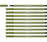 STABILO Pen 68 - Feutre dessin - Lot x 10 feutres de coloriage pointe moyenne - Vert mousse