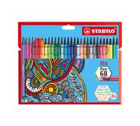 STABILO Pen 68 Feutres Premium Pointe Fibre - Lot de 30 - 30 Couleurs Assorties