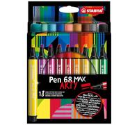 STABILO Feutre de dessin Pen 68 MAX ARTY – Pointe biseautée – Étui carton x 18 feutres
