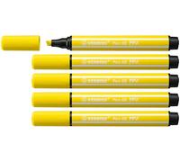 STABILO Pen 68 MAX ARTY - Feutre dessin - Lot x 5 feutres de coloriage à pointe biseautée - jaune citron