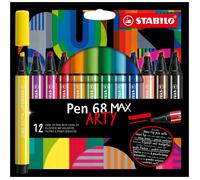 Stabilo Pen 68 Max Stylo-Feutre Beige, Noir, Bleu, Marron, Vert, Bleu Clair, Vert Clair, Orange, Rose, Violet, Rouge, Violet, Jaune 12 Pièce(S)