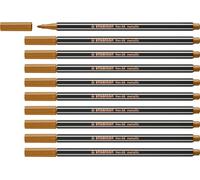 STABILO Pen 68 metallic - Feutre dessin - Lot x 10 feutres de coloriage métallisé pointe moyenne - Cuivre