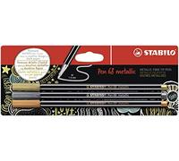STABILO Pen 68 metallic - Feutre dessin - Lot x 3 feutres de coloriage métallisé pointe moyenne - Or/Argent/Cuivre