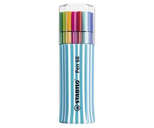 STABILO Pen 68 - Pack bleu de 15 feutres pointe moyenne - Coloris assortis