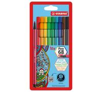 STABILO Pen 68 Stylo feutre pointe moyenne - Etui de 10 couleurs assorties