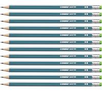 STABILO pencil 160 - Lot de 12 crayons graphite HB avec bout gomme - Bleu ardoise