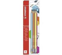 pencil 160 - pack de 6 crayons graphite hb avec bout gomme - coloris assortis