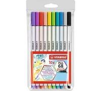 STABILO Feutre pinceau Pen 68 brush – Pochette x 10 feutres – coloris assortis