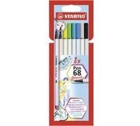 STABILO Feutre pinceau Pen 68 brush – Pochette 12 feutres – coloris assortis