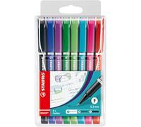 STABILO Pochette de 8 stylos-feutres pointe extra-fine sur amortisseur - Coloris assortis