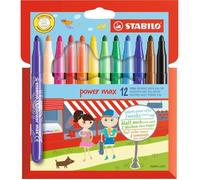 STABILO power max - Feutre de coloriage - Étui carton x 12 feutres pointe large - Coloris assortis