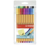 STABILO point 88 8820 Stylo feutre fin jaune, orange, rouge, rouge foncé, rose, violet, lilas, bleu, bleu clair, bleu moyen, bleu
