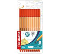 STABILO Point 88 Fineliner Rouge – Portefeuille de 10