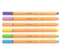 STABILO Point 88 Ligne Fine Pigment Doublure - Pastel Ensemble De 6 Stylos