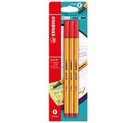 STABILO point 88 - Pack de 3 stylos-feutres pointe fine - Rouge