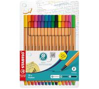 STABILO point 88 - Pochette de 15 stylos-feutres pointe fine - dont 5 couleurs fluo