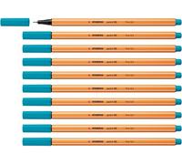 STABILO – Stylo feutre point 88 – Pointe fine – Lot de 10 – Bleu turquoise (88/31)