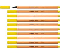 STABILO point 88 - Stylo feutre pointe fine - Lot x 10 feutres fins - Jaune citron (88/24)