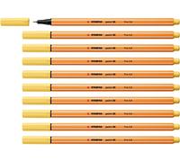 STABILO point 88 - Stylo feutre pointe fine - Lot x 10 feutres fins - jaune clair (23)