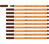 STABILO point 88 - Stylo feutre pointe fine - Lot x 10 feutres fins- Marron (88/45)