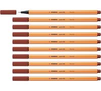 STABILO point 88 - Stylo feutre pointe fine - Lot x 10 feutres fins- Marron Chocolat (88/75)