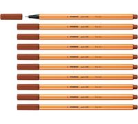 STABILO point 88 - Stylo feutre pointe fine - Lot x 10 feutres fins- Marron Rouille (88/38)