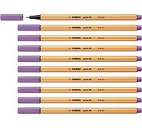 STABILO point 88 - Stylo feutre pointe fine - Lot x 10 feutres fins- Mauve Glycine (88/62)