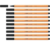 STABILO – Stylo feutre point 88 – Pointe fine – Lot de 10 – Noir