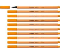 STABILO point 88 - Stylo feutre pointe fine - Lot x 10 feutres fins - Orange (88/54)