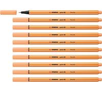 STABILO point 88 - Stylo feutre pointe fine - Lot x 10 feutres fins - orange clair (25)