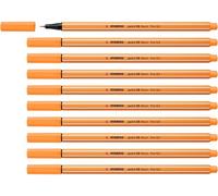 STABILO point 88 - Stylo feutre pointe fine - Lot x 10 feutres fins - Orange fluo (88/054)