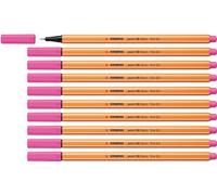 STABILO point 88 - Stylo feutre pointe fine - Lot x 10 feutres fins - Rose fluo (88/056)