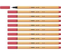 STABILO point 88 - Stylo feutre pointe fine - Lot x 10 feutres fins - rouge terracotta
