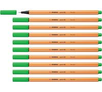 STABILO point 88 - Stylo feutre pointe fine - Lot x 10 feutres fins- Vert Clair (88/43)
